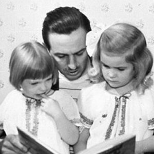 Walt Disney with daughters Sharon and Diane