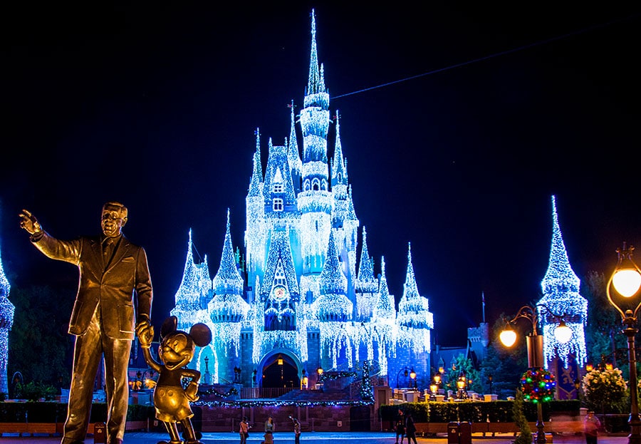 cinderella castle disney world at night